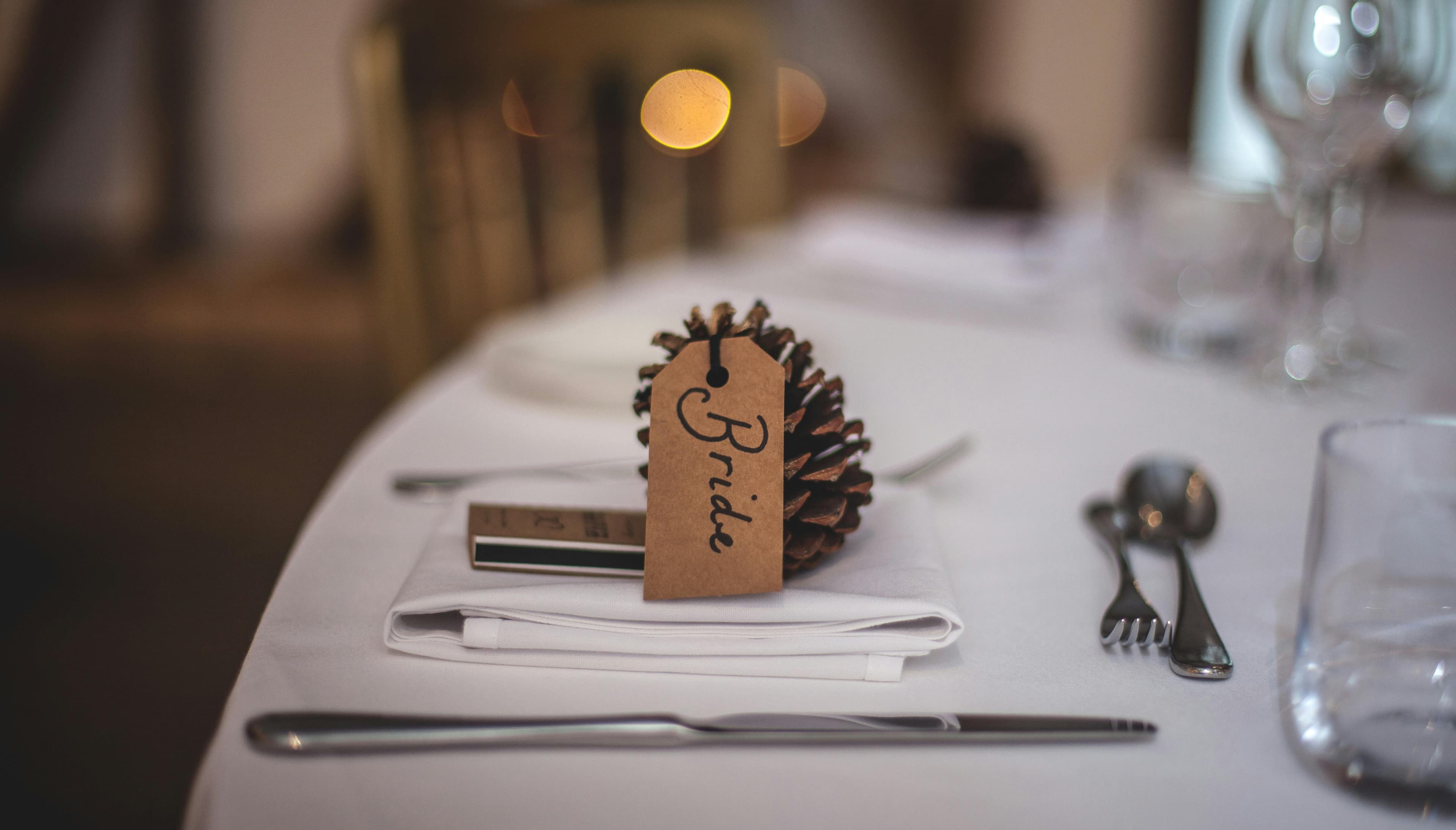 Ballroom set for dinner